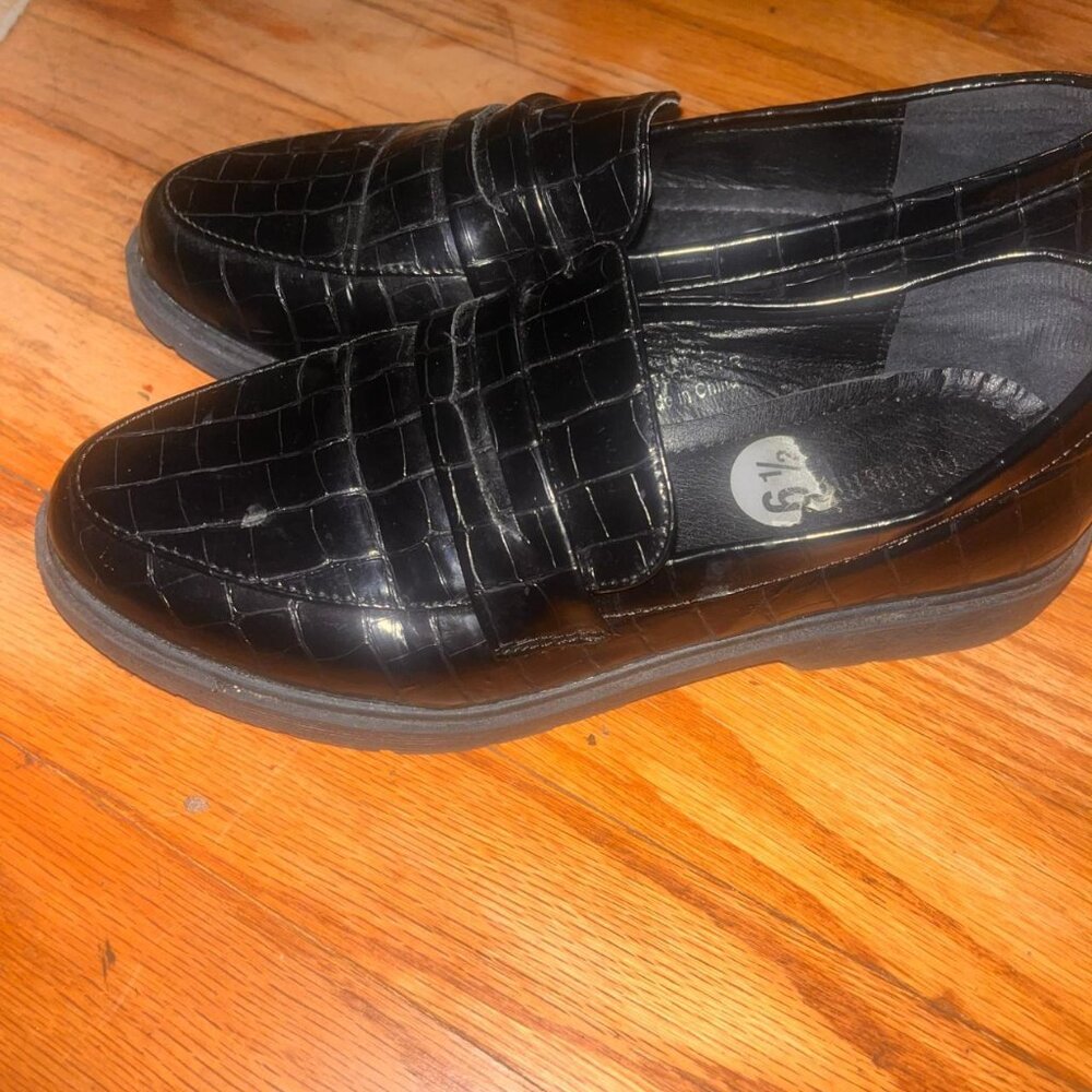 black olivia miller loafers